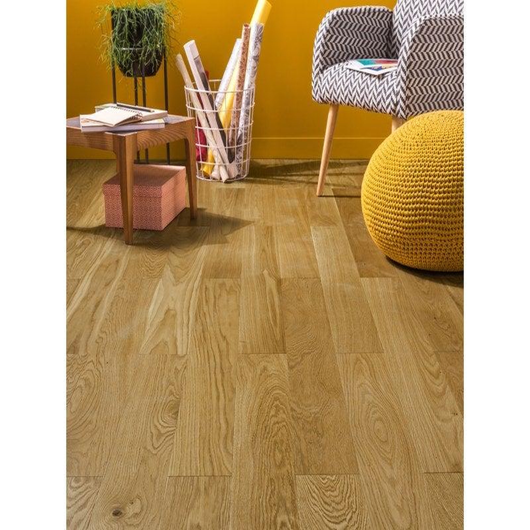 CENTRALE BRICO Parquet contrecollé forte chêne blond vitrifié M BARLINEK, l.13 cm