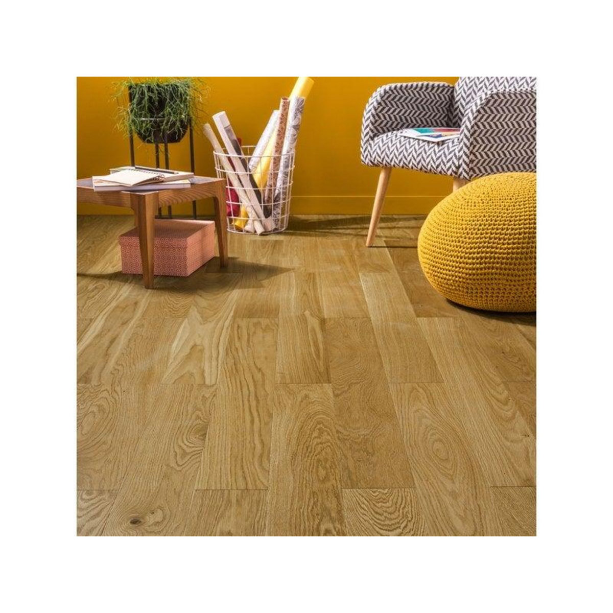 CENTRALE BRICO Parquet contrecollé forte chêne blond vitrifié M BARLINEK, l.13 cm