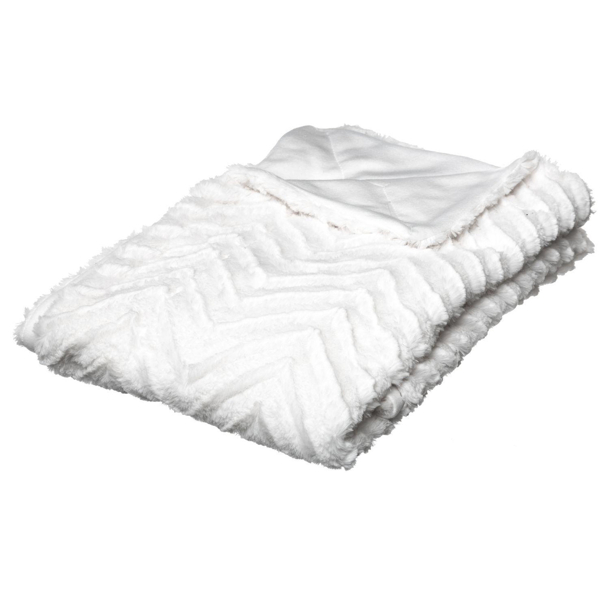 FEERIC LIGHT & CHRISTMAS Plaid design imitiation fourrure Jeanne - L. 130 x l. 160 cm - Blanc