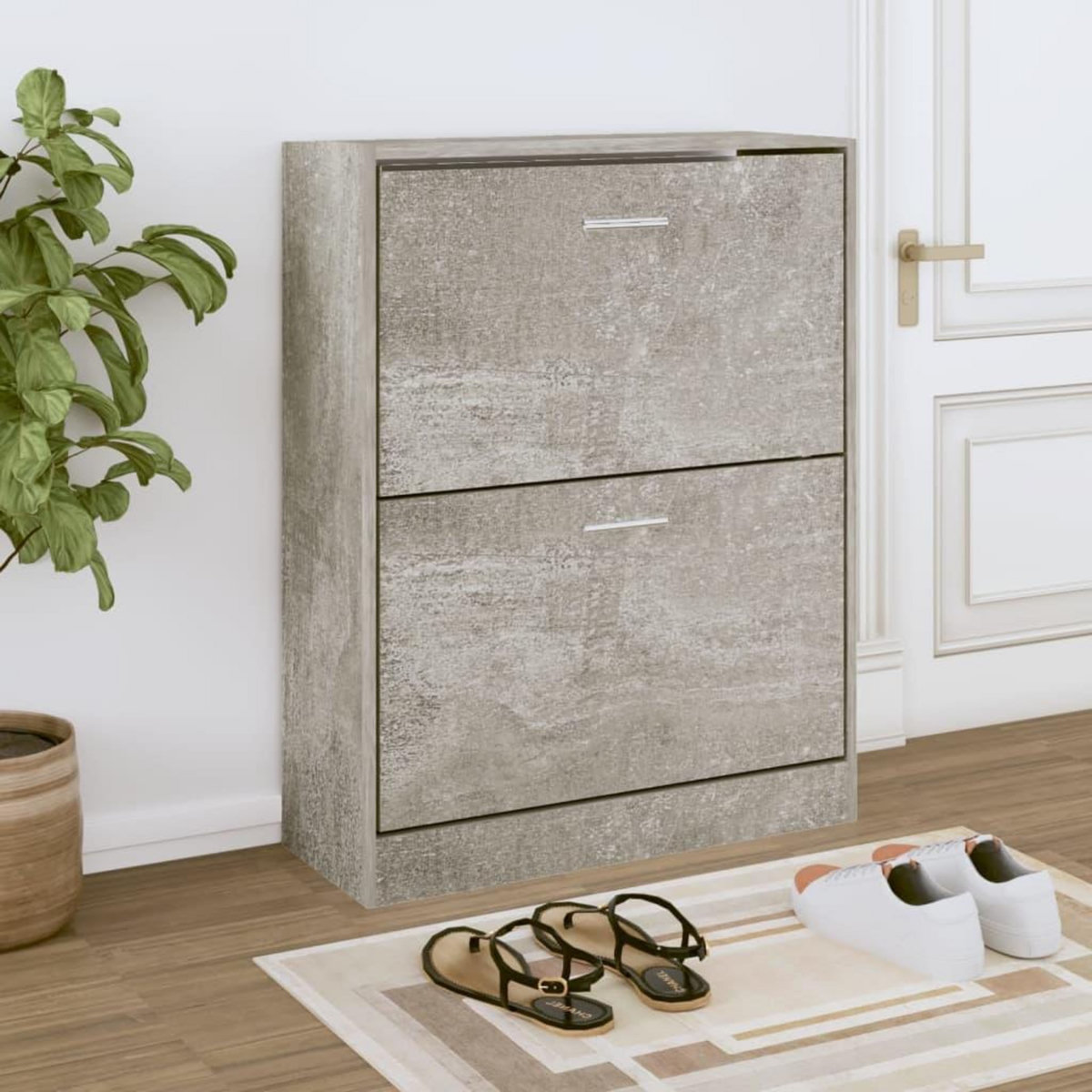 VIDAXL Armoire a chaussures Gris beton 63x24x81 cm Bois d'ingenierie