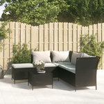 VIDAXL Salon de jardin 4 pcs avec coussins Noir Resine tressee
