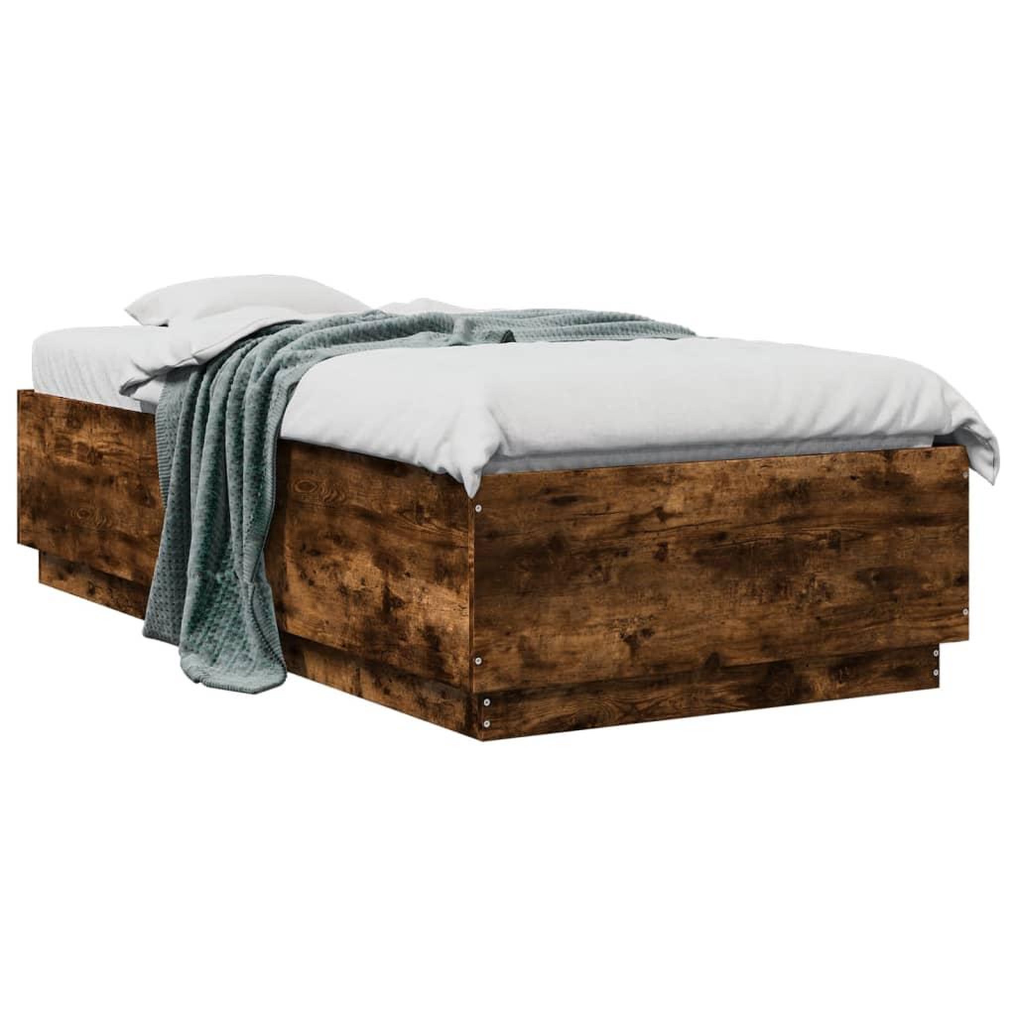 Voir la diapositive 2 : VIDAXL Cadre de lit sans matelas chene fume 75x190 cm