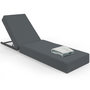 Voir la diapositive 1 : ID MARKET Lit de piscine, bain de soleil confort dossier métal inclinable 4 positions et matelas gris