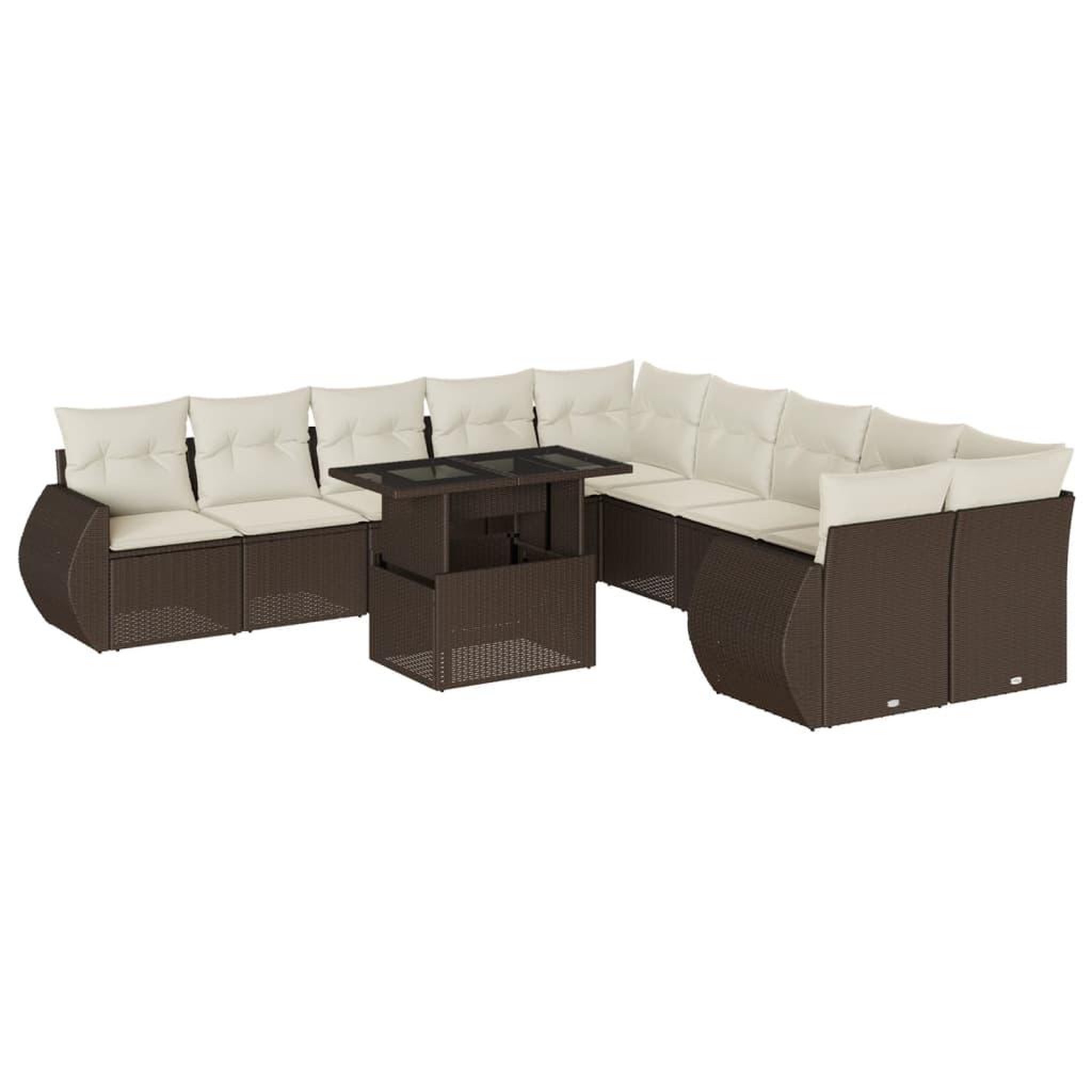 Voir la diapositive 2 : VIDAXL Salon de jardin et coussins 11 pcs marron resine tressee