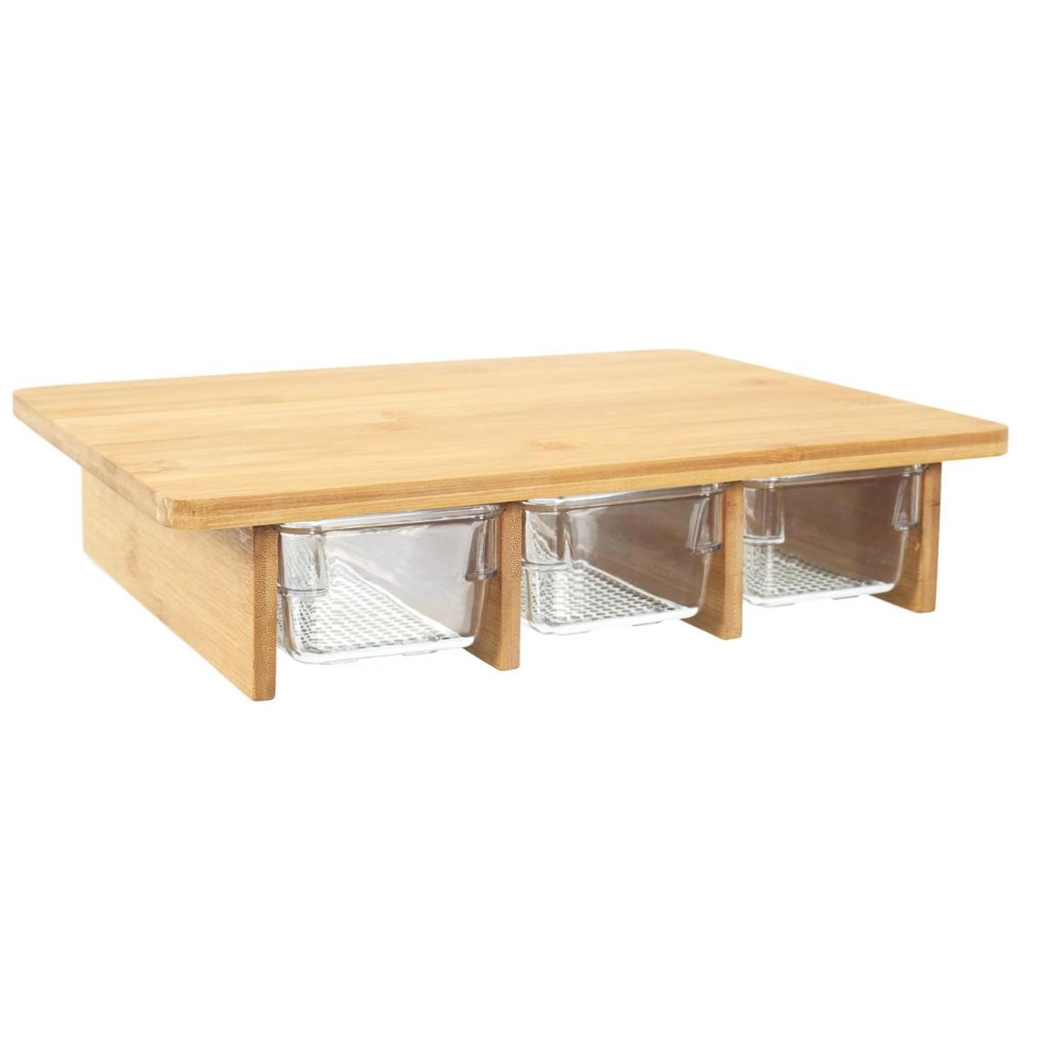 Voir la diapositive 1 : COOK CONCEPT Planche à Découper  3 Tiroirs  32cm Transparent