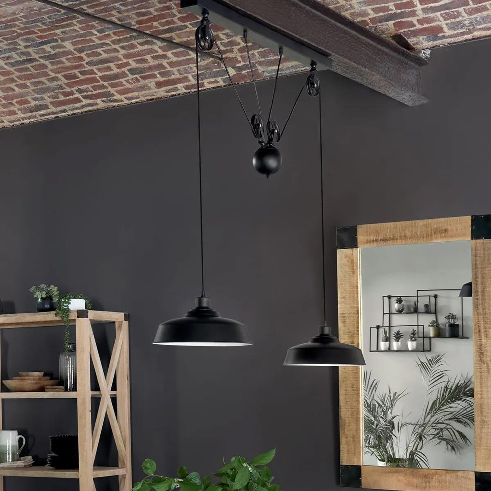 Voir la diapositive 4 : ATMOSPHERA Suspension 2 têtes  ezio  120cm noir