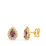 L'ATELIER D'AZUR Boucles d'Oreilles Or 18 Carats 750/000 Jaune - Améthyste et Zirconium