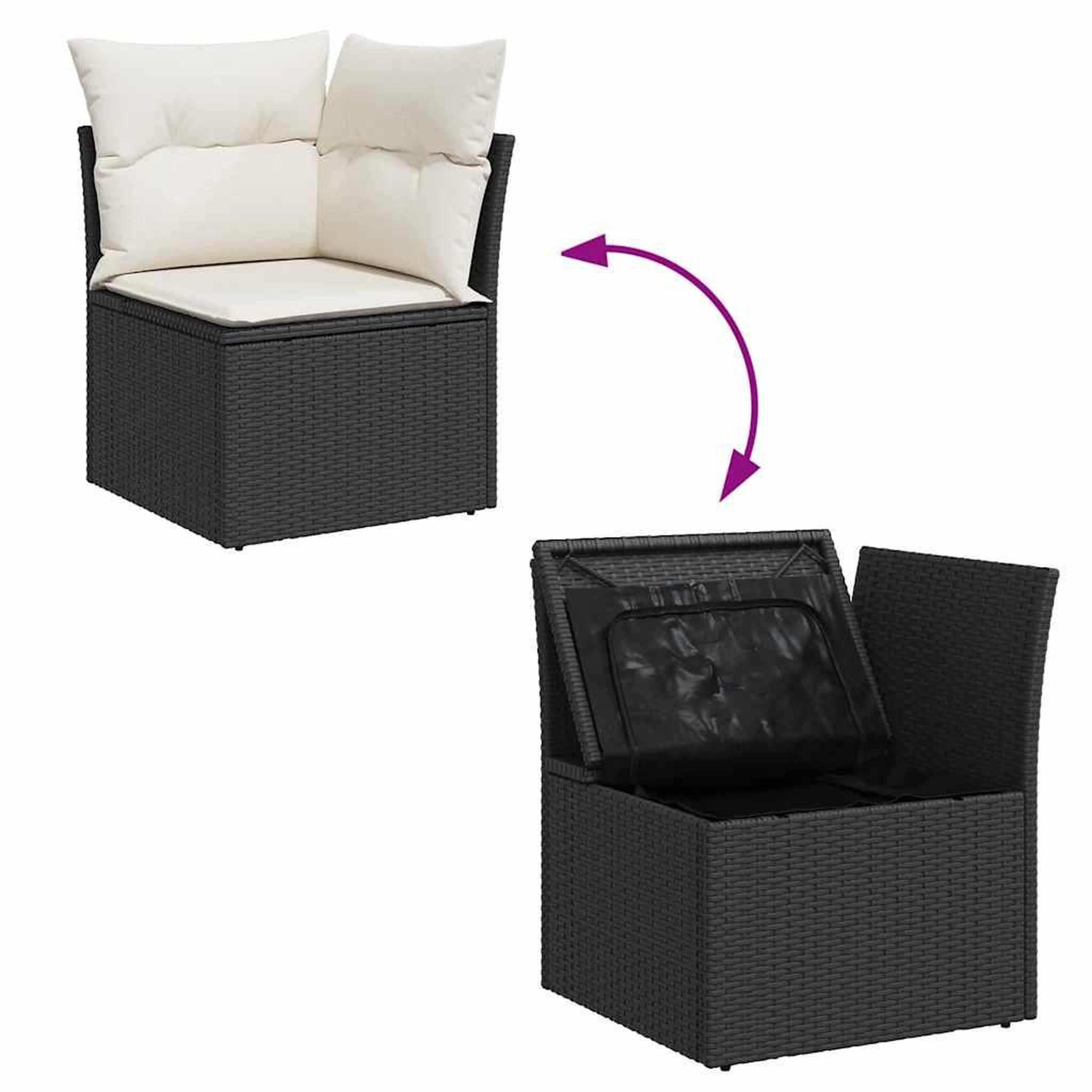 Voir la diapositive 4 : VIDAXL Salon de jardin 8 pcs avec coussins noir resine tressee
