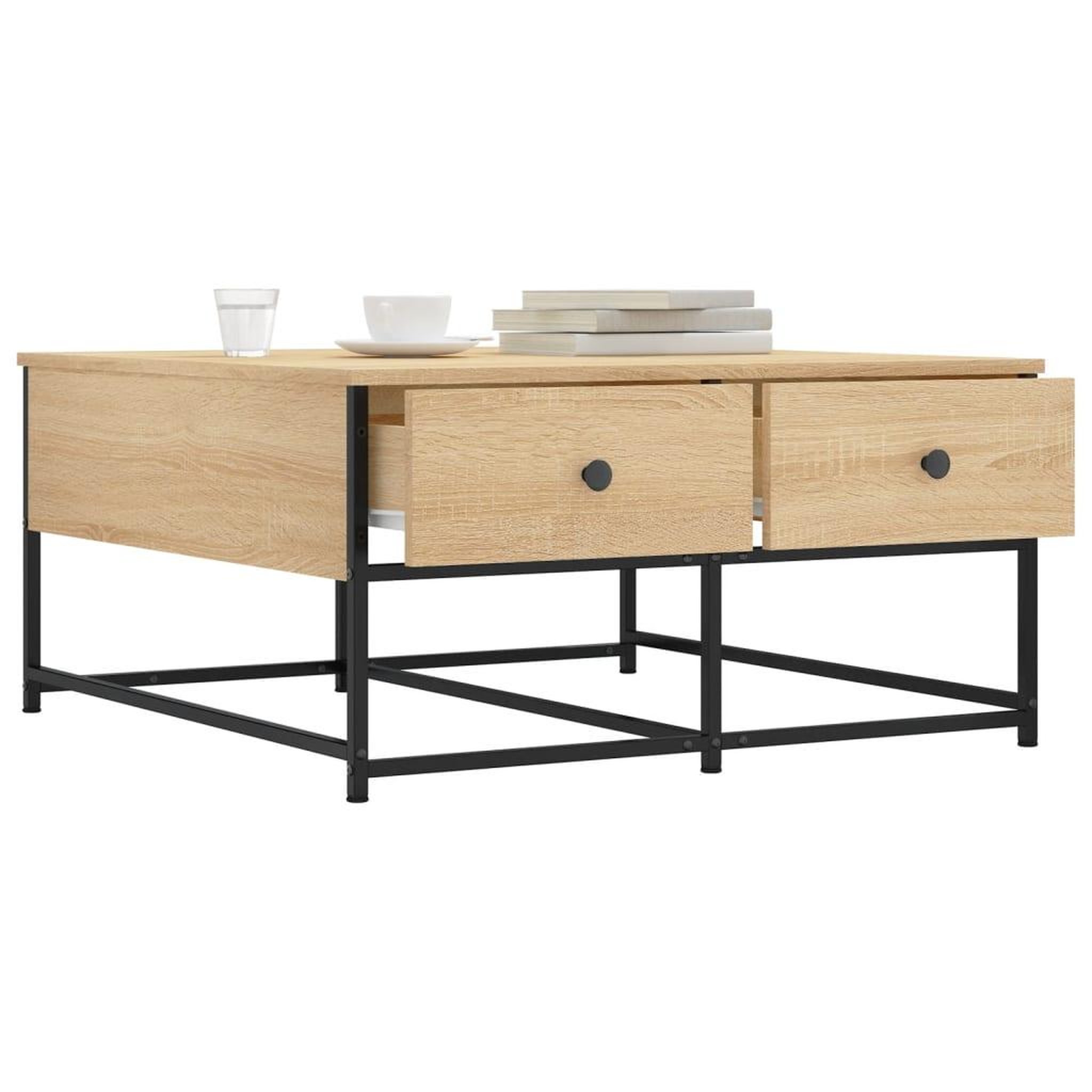 Voir la diapositive 3 : VIDAXL Table basse chene sonoma 80x80x40 cm bois d'ingenierie