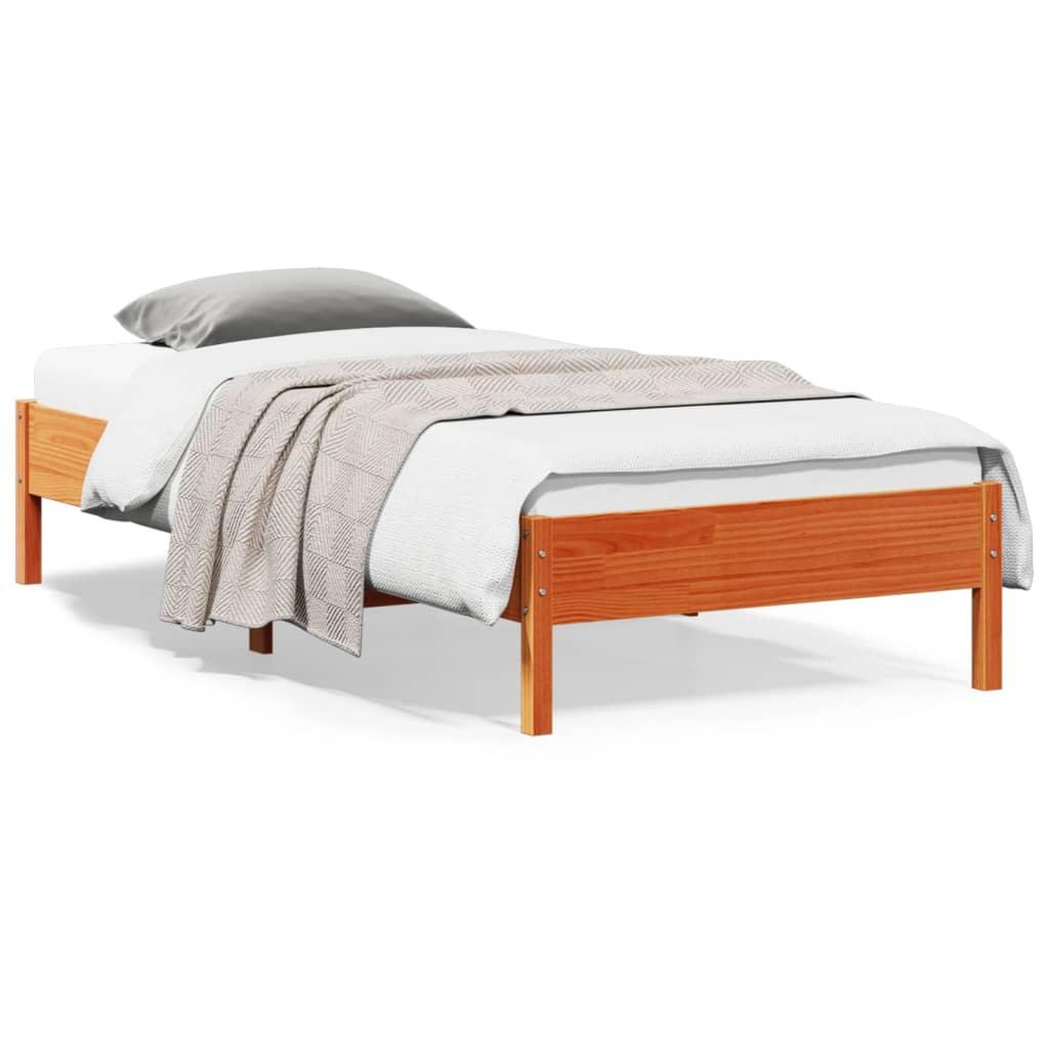 VIDAXL Cadre de lit sans matelas cire marron 90x200 cm bois pin massif
