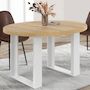 Voir la diapositive 2 : ID MARKET Table à manger fixe ronde PHOENIX 4 personnes bois et blanc 110 cm