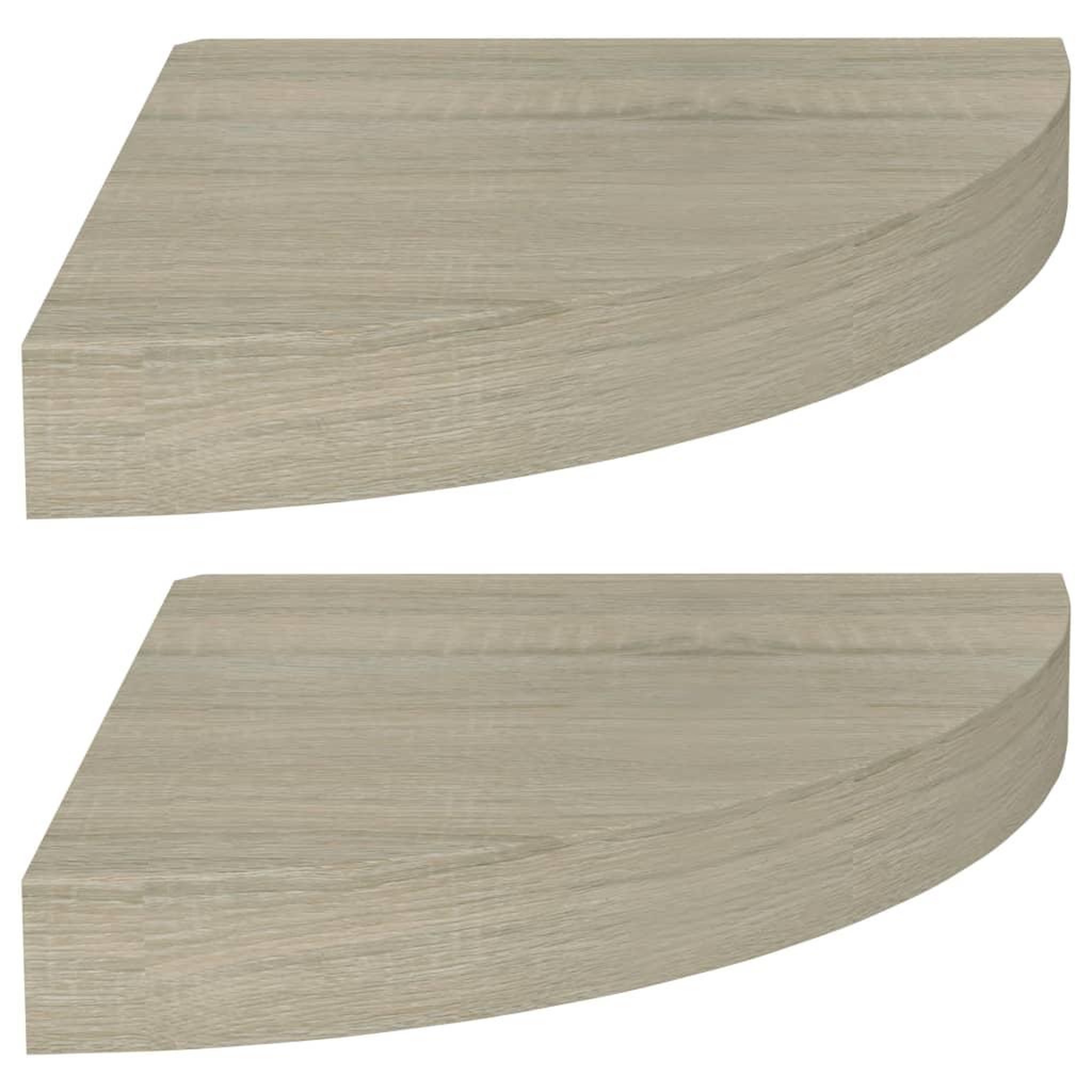 Voir la diapositive 2 : VIDAXL Etageres d'angle flottantes 2 pcs chene 25x25x3,8 cm MDF