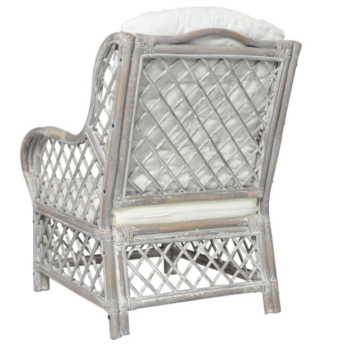 VIDAXL Canape avec coussin Gris Rotin naturel et lin