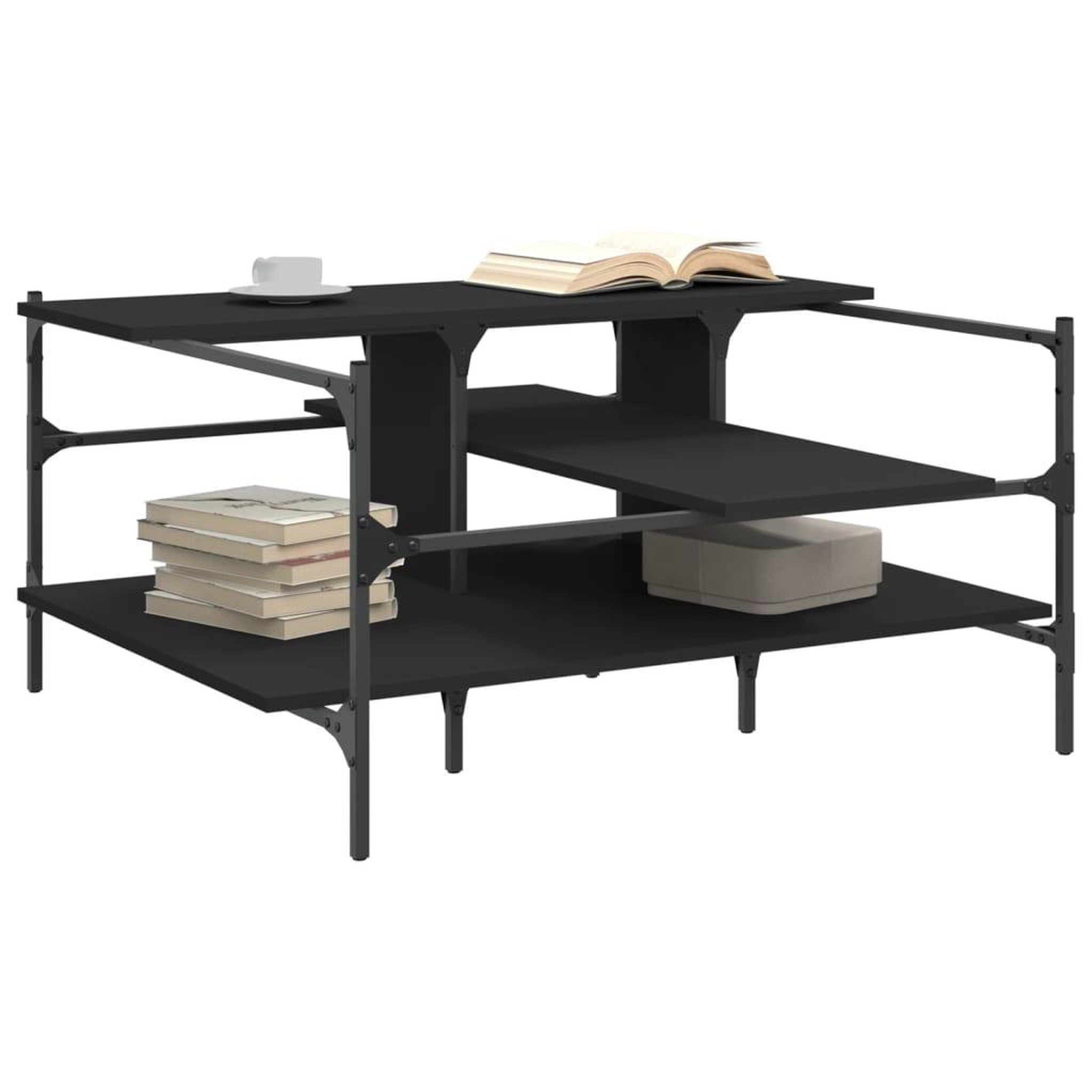 Voir la diapositive 4 : VIDAXL Table basse noir 100x100x48,5 cm bois d'ingenierie