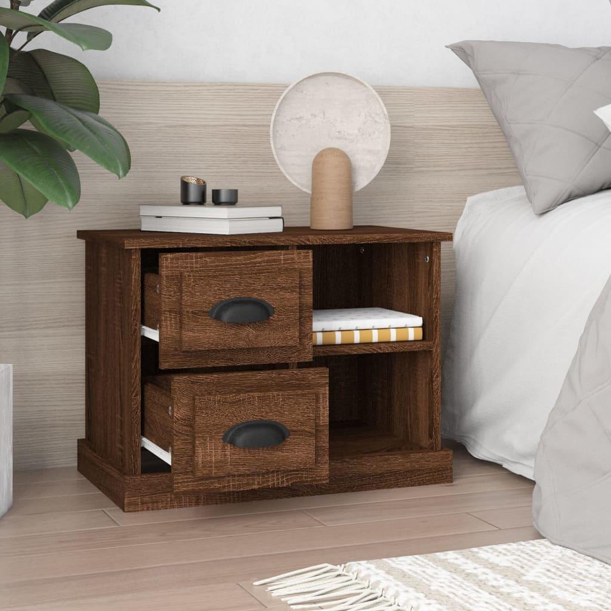 Voir la diapositive 3 : VIDAXL Table de chevet chene marron 60x35,5x45 cm
