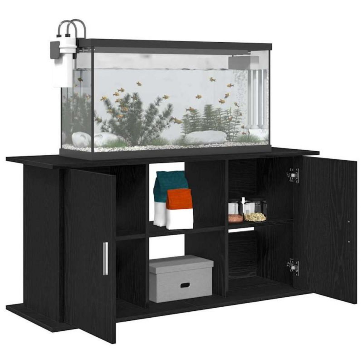 VIDAXL Support d aquarium chêne noir 121x41x58 cm bois d ingénierie