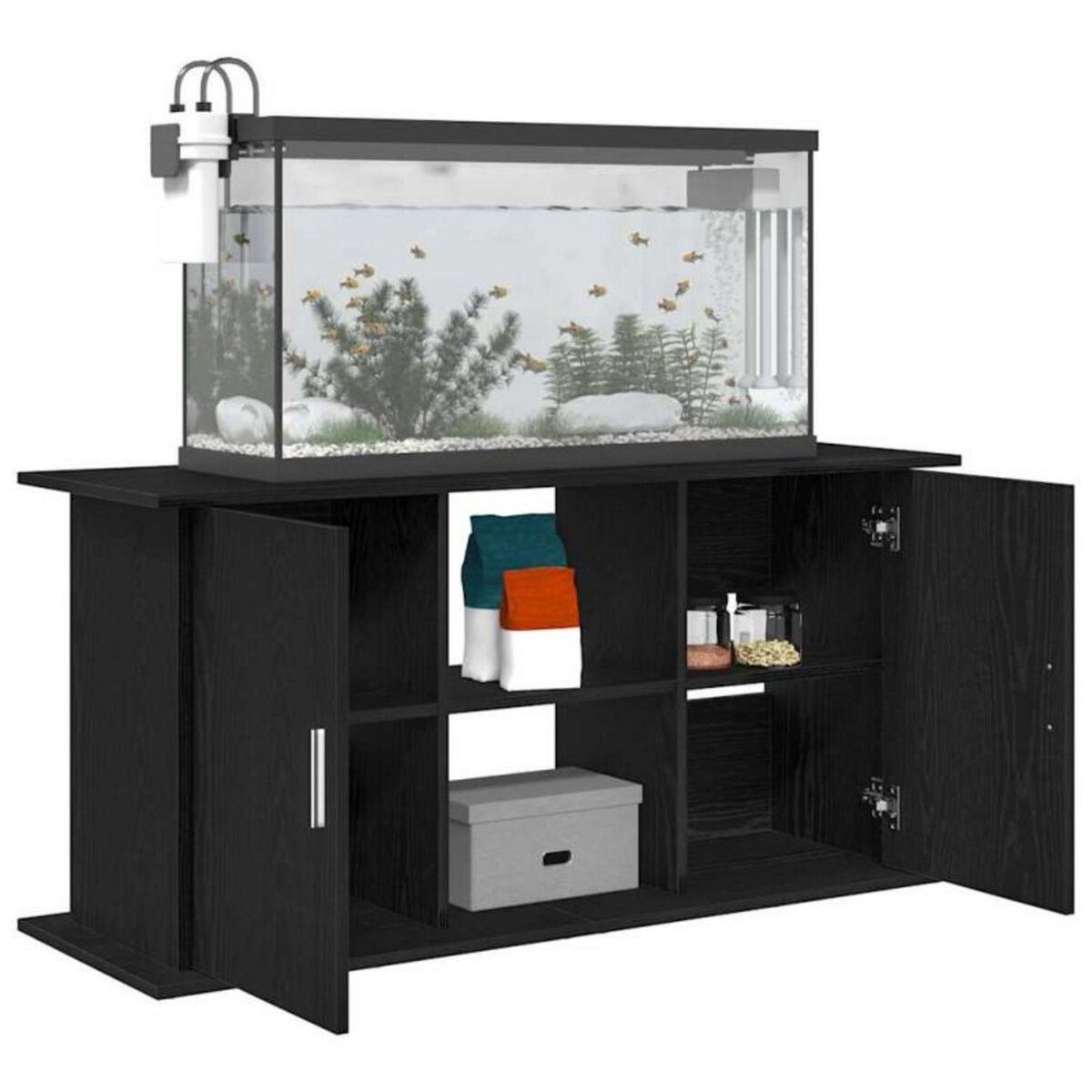 VIDAXL Support d aquarium chêne noir 121x41x58 cm bois d ingénierie