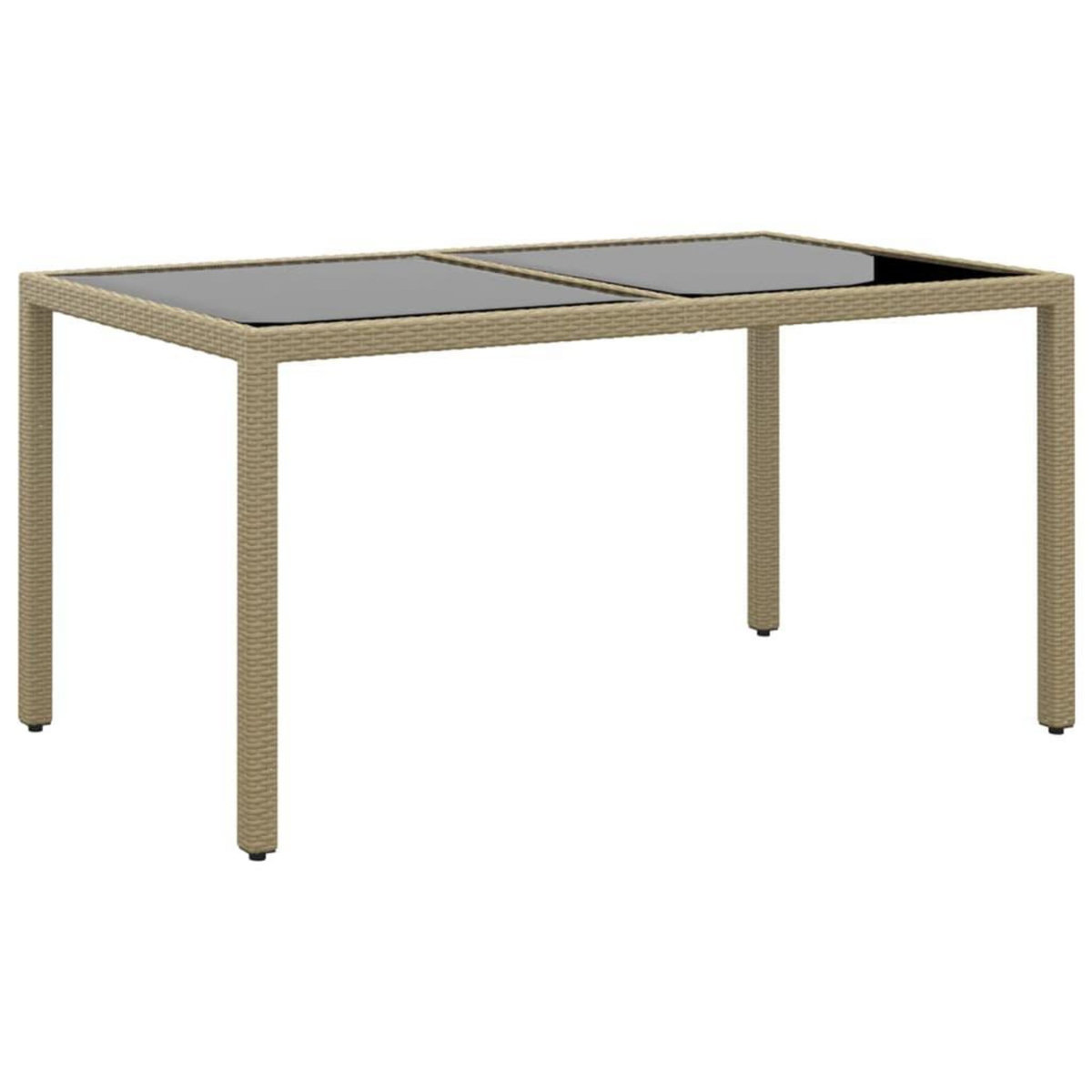 VIDAXL Table de jardin 150x90x75 cm Verre trempe/resine tressee Beige