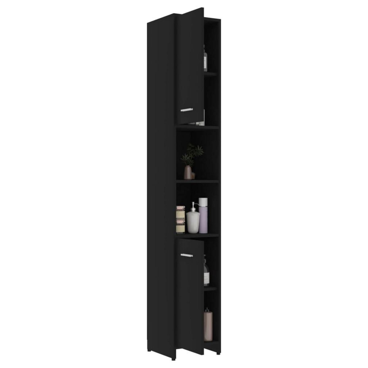 VIDAXL Armoire de salle de bain Noir 30x30x183,5 cm Bois d'ingenierie