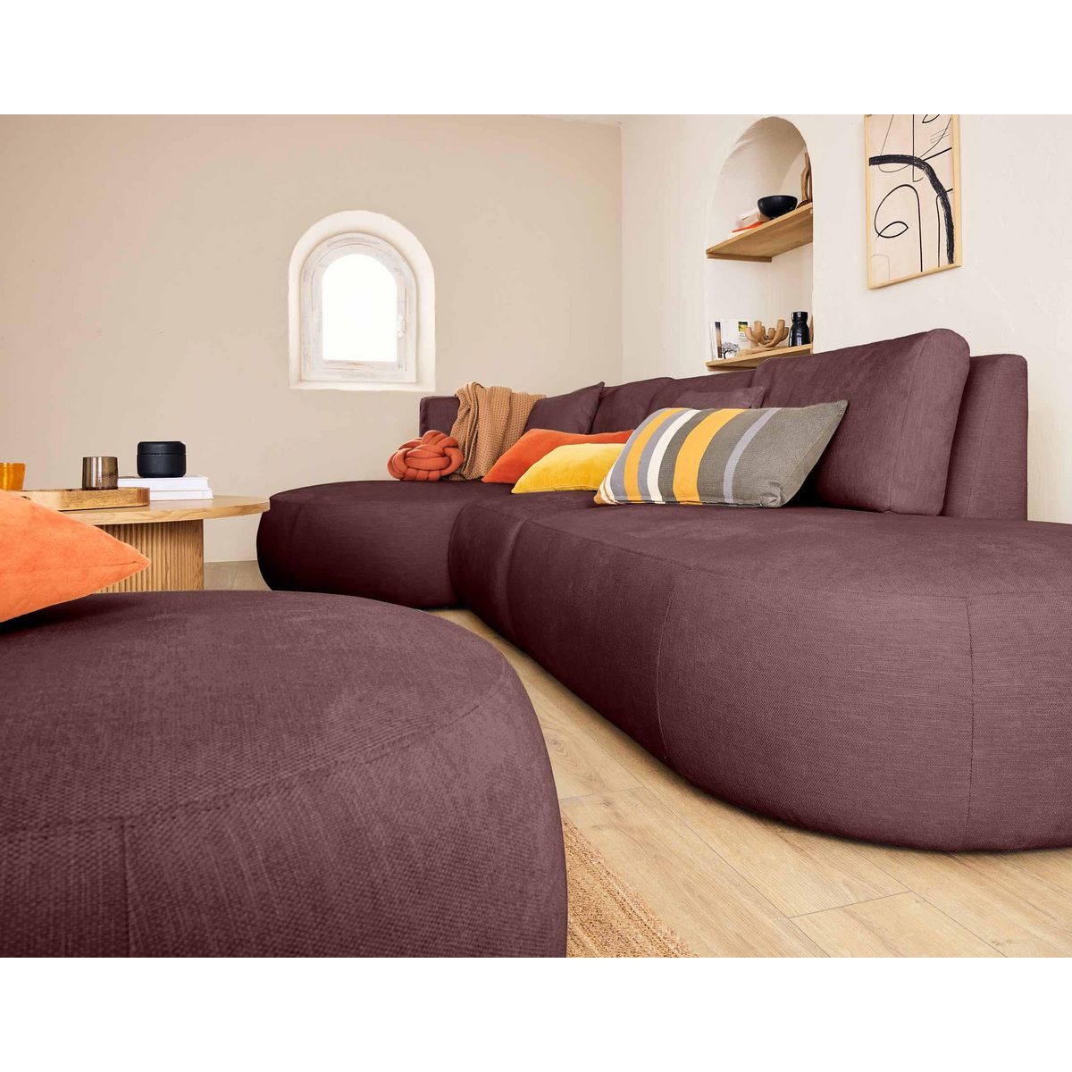 LISA DESIGN Santorini - module d'assise droit - en tissu texturé