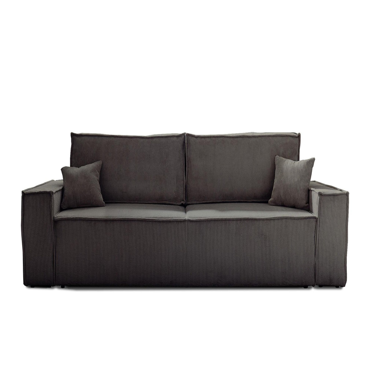 BEST MOBILIER Dellia - canapé 3 places convertible - avec coffre - en velours côtelé - style contemporain