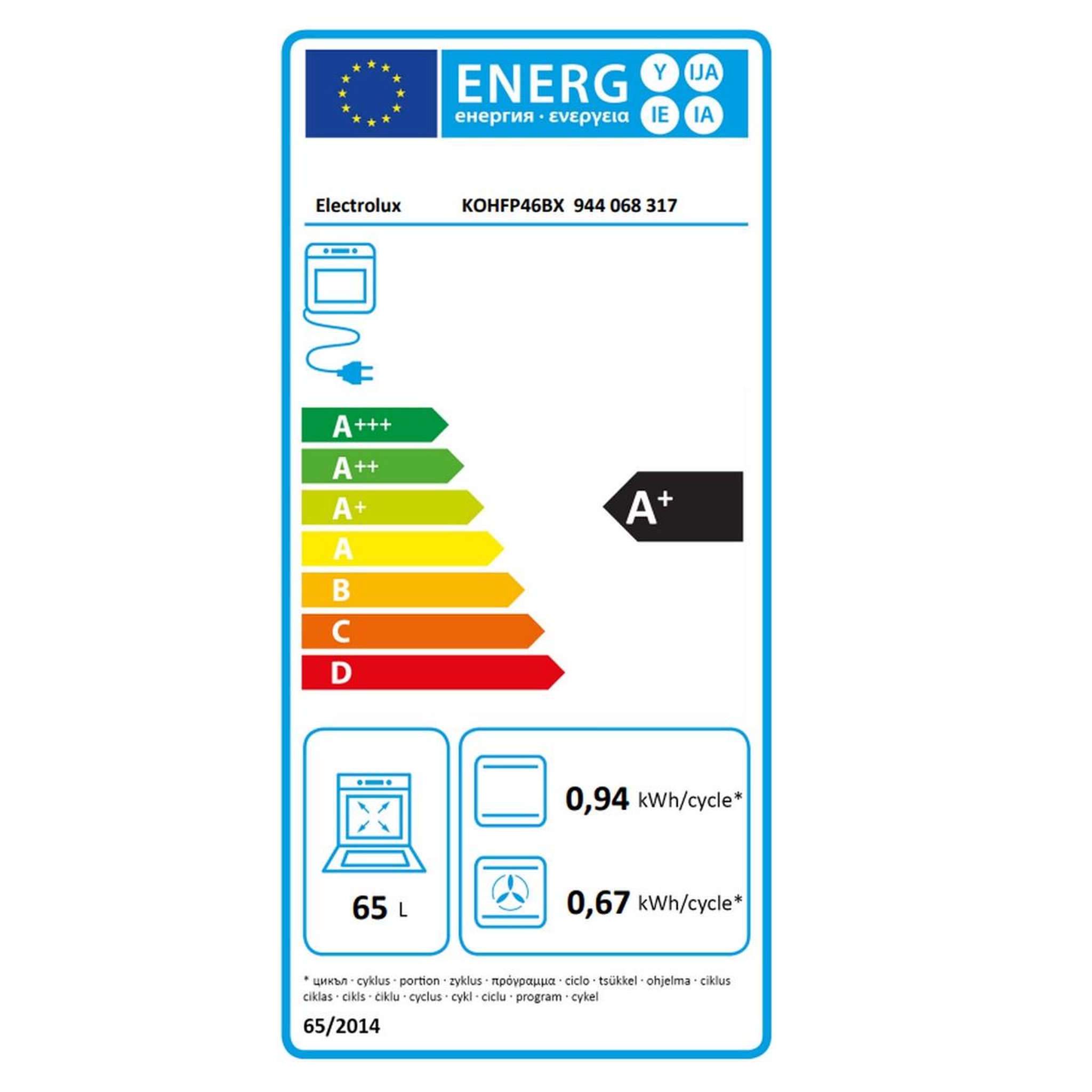 Voir la diapositive 2 : ELECTROLUX Four intégrable multifonction 65l 60cm a+ pyrolyse inox - kohfp46bx