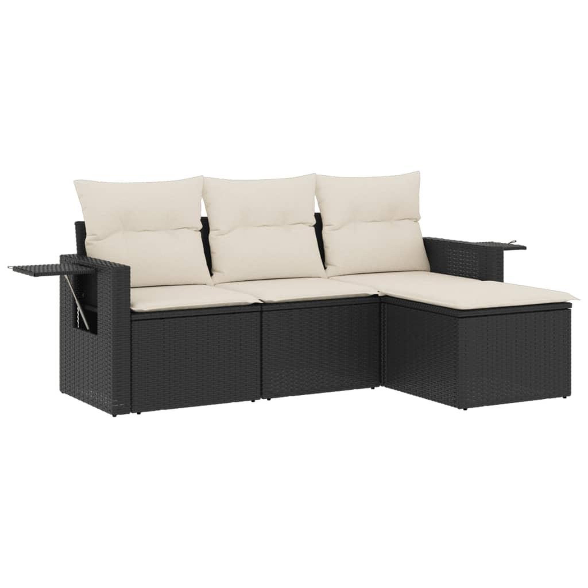 Voir la diapositive 2 : VIDAXL Salon de jardin 4 pcs avec coussins noir resine tressee