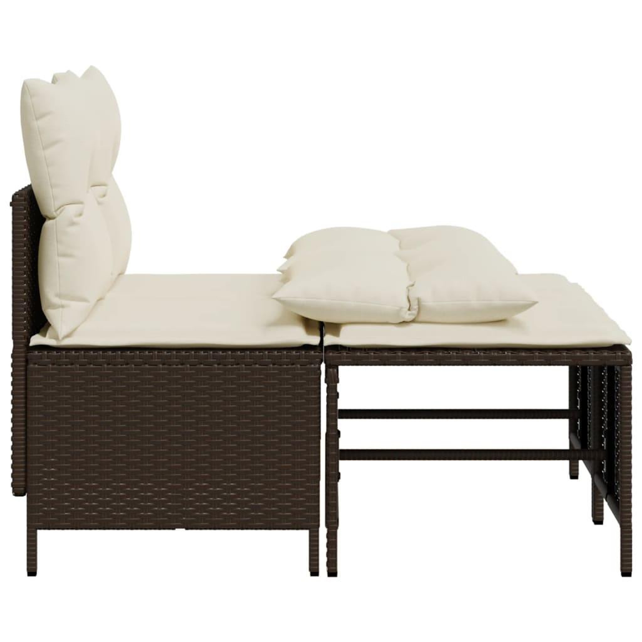 Voir la diapositive 4 : VIDAXL Salon de jardin 4 pcs avec coussins marron resine tressee