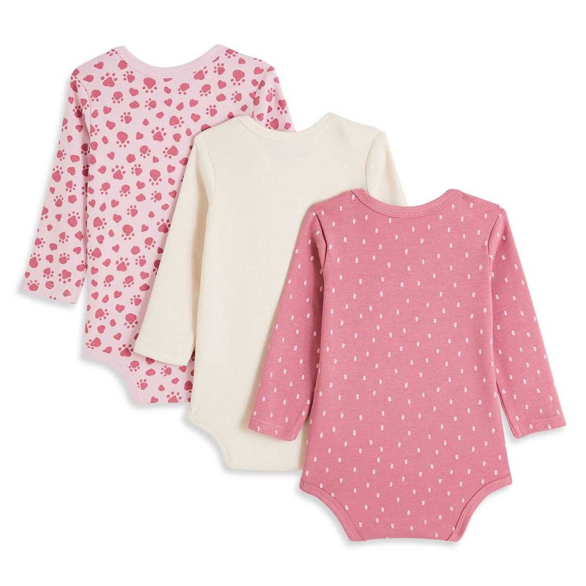 INEXTENSO Lot de 3 bodys manches longues en coton