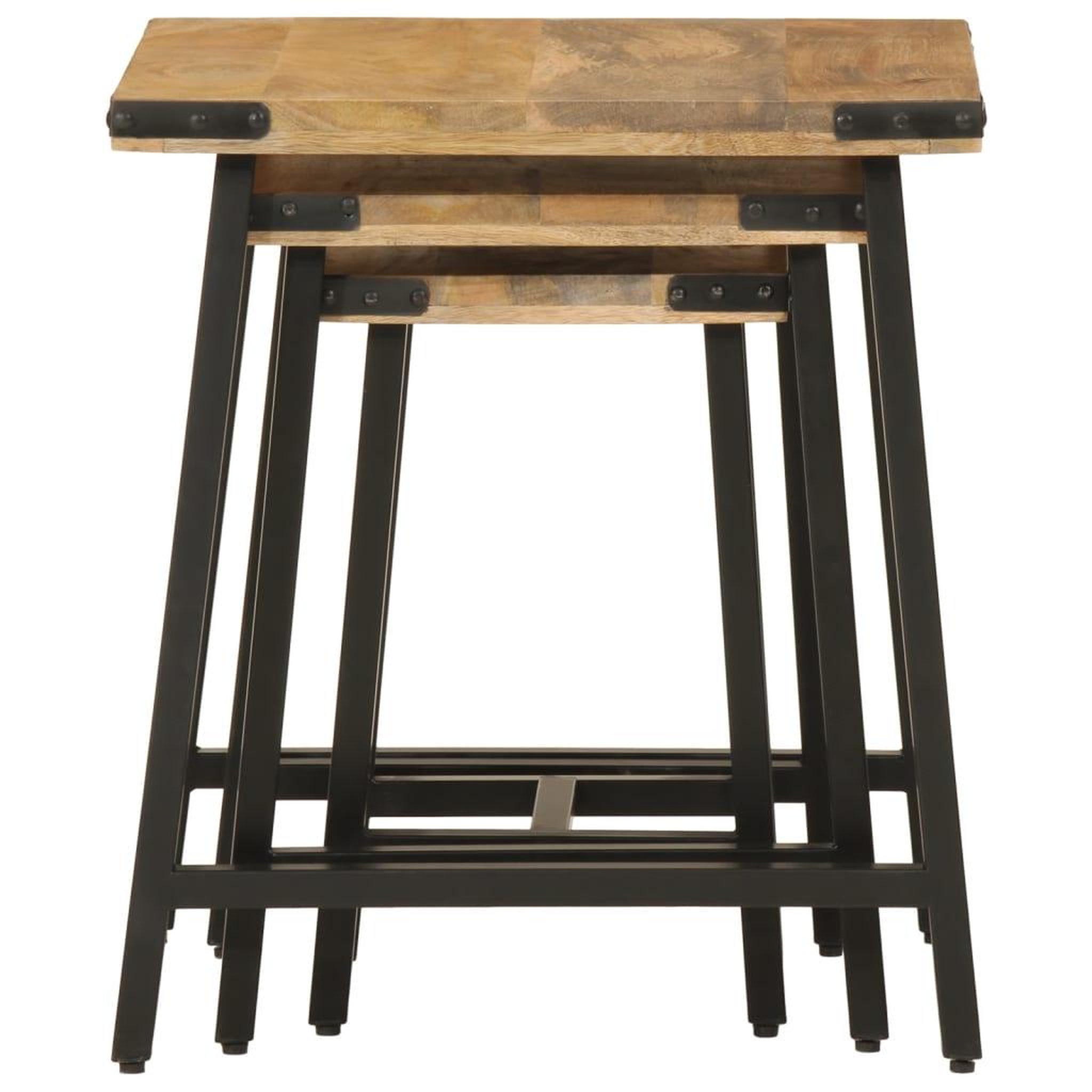 Voir la diapositive 5 : VIDAXL Tables basses gigognes 3 pcs bois massif de manguier et fer