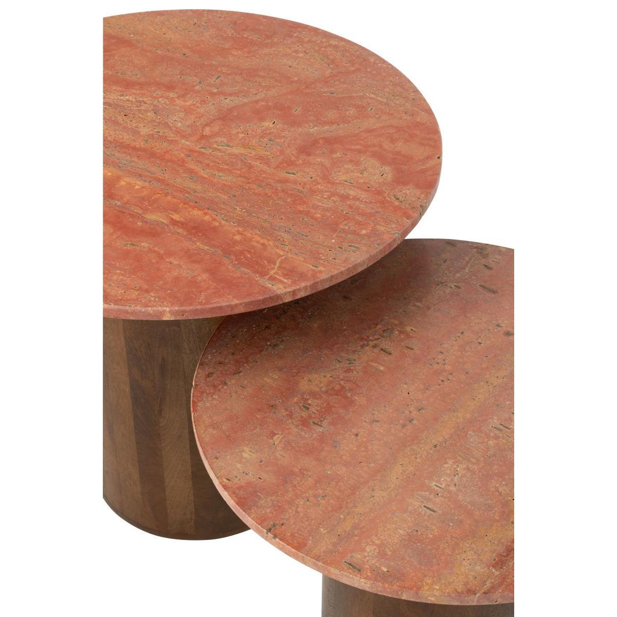 Voir la diapositive 3 : J-LINE Lot de 2 tables basses en marbre  eula  56cm terracotta