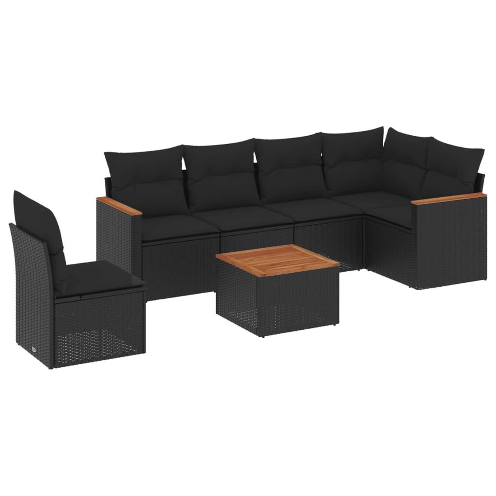 Voir la diapositive 2 : VIDAXL Salon de jardin 7 pcs avec coussins noir resine tressee