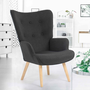 Voir la diapositive 2 : ID MARKET Fauteuil scandinave IVAR en tissu gris anthracite