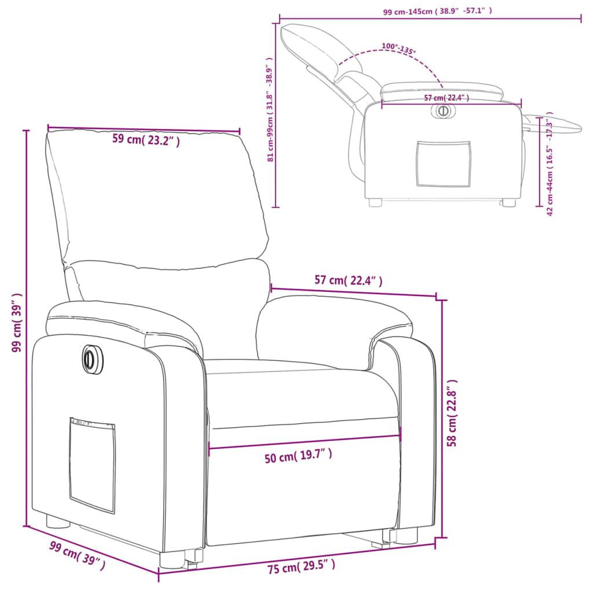 Voir la diapositive 6 : VIDAXL Fauteuil inclinable electrique gris clair tissu