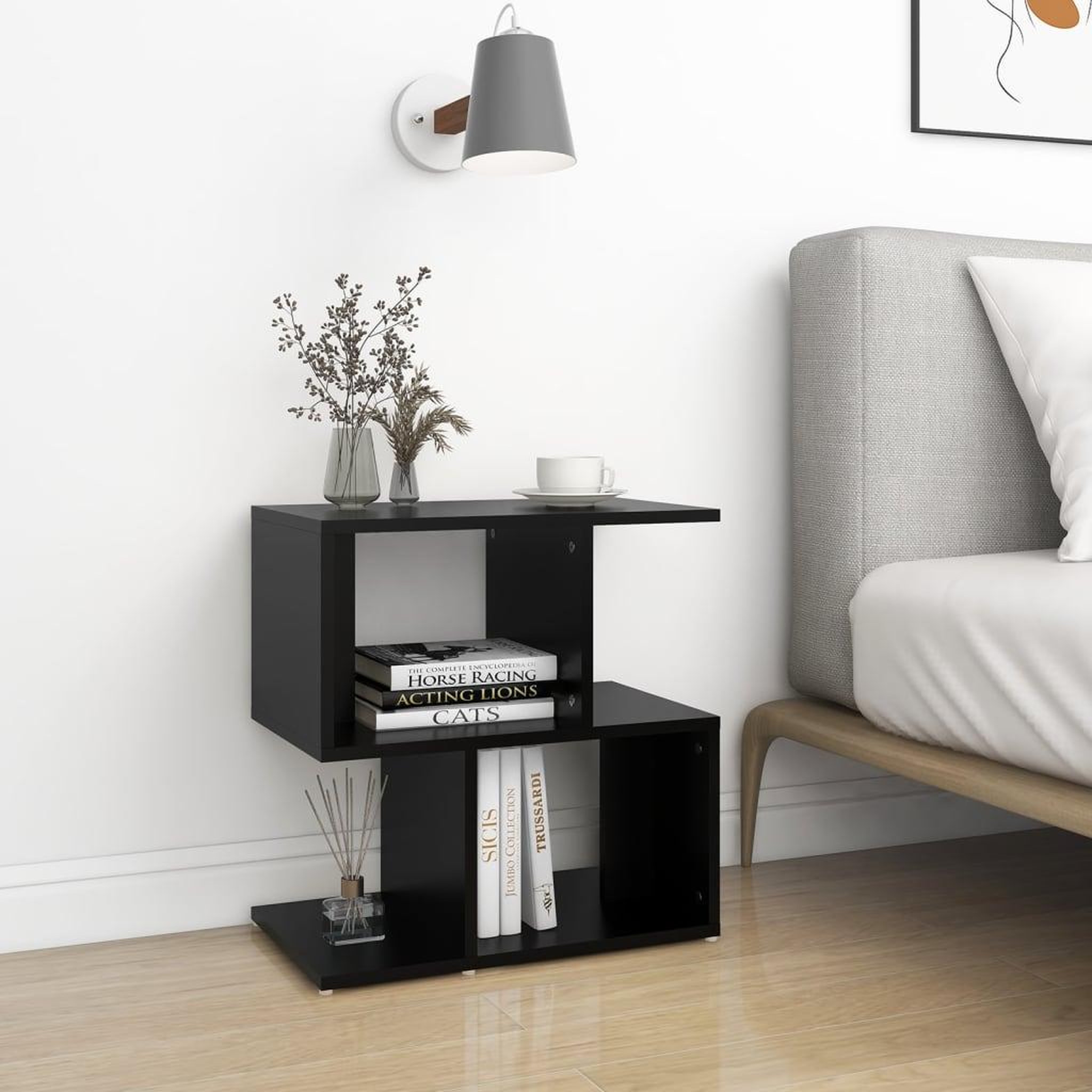 Voir la diapositive 1 : VIDAXL Table de chevet noir 50x30x51,5 cm bois d'ingenierie