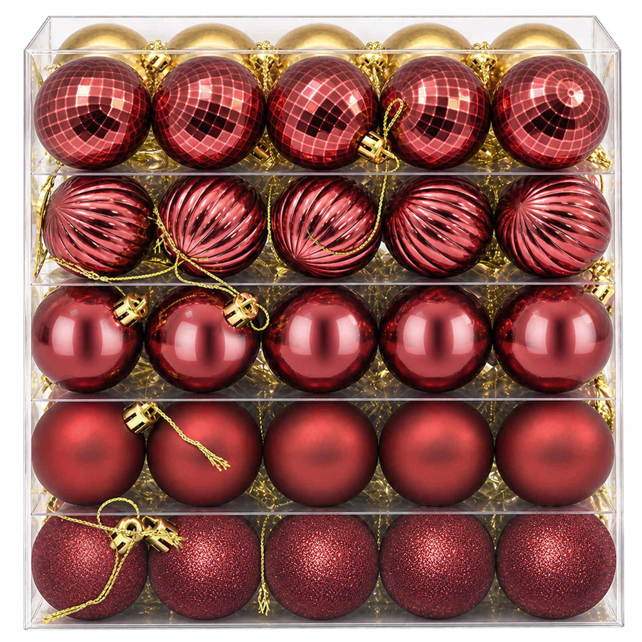Voir la diapositive 4 : VIDAXL Ensemble de boules de Noël 100 pc Or et rouge bordeaux 4 cm