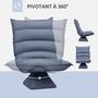 Voir la diapositive 5 : HOMCOM Fauteuil relax grand confort pivotant inclinaison réglable 5 niv. épais garnissage mousse haute densité tissu velours microfibre gris