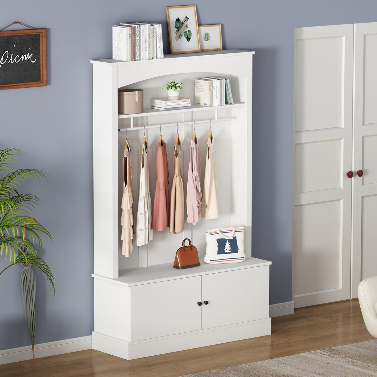 MERAX Meuble d'entrée coloris blanc panneaux de particules