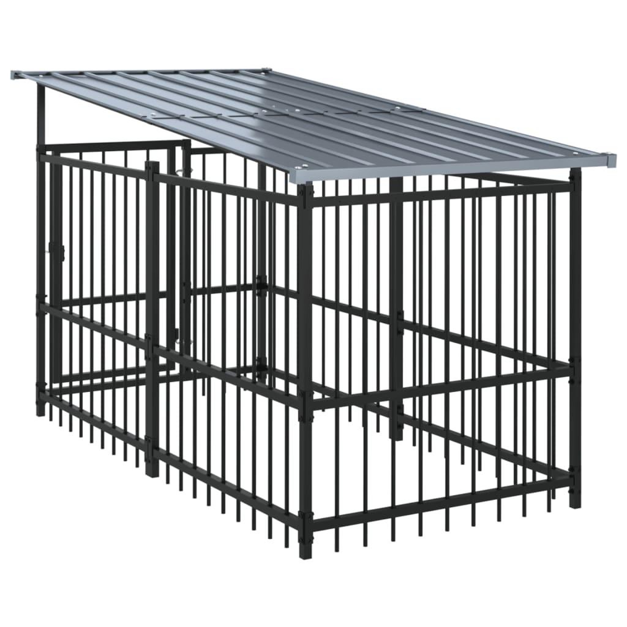 Voir la diapositive 5 : VIDAXL Chenil d'exterieur avec toit pour chiens Acier 11,26 m²