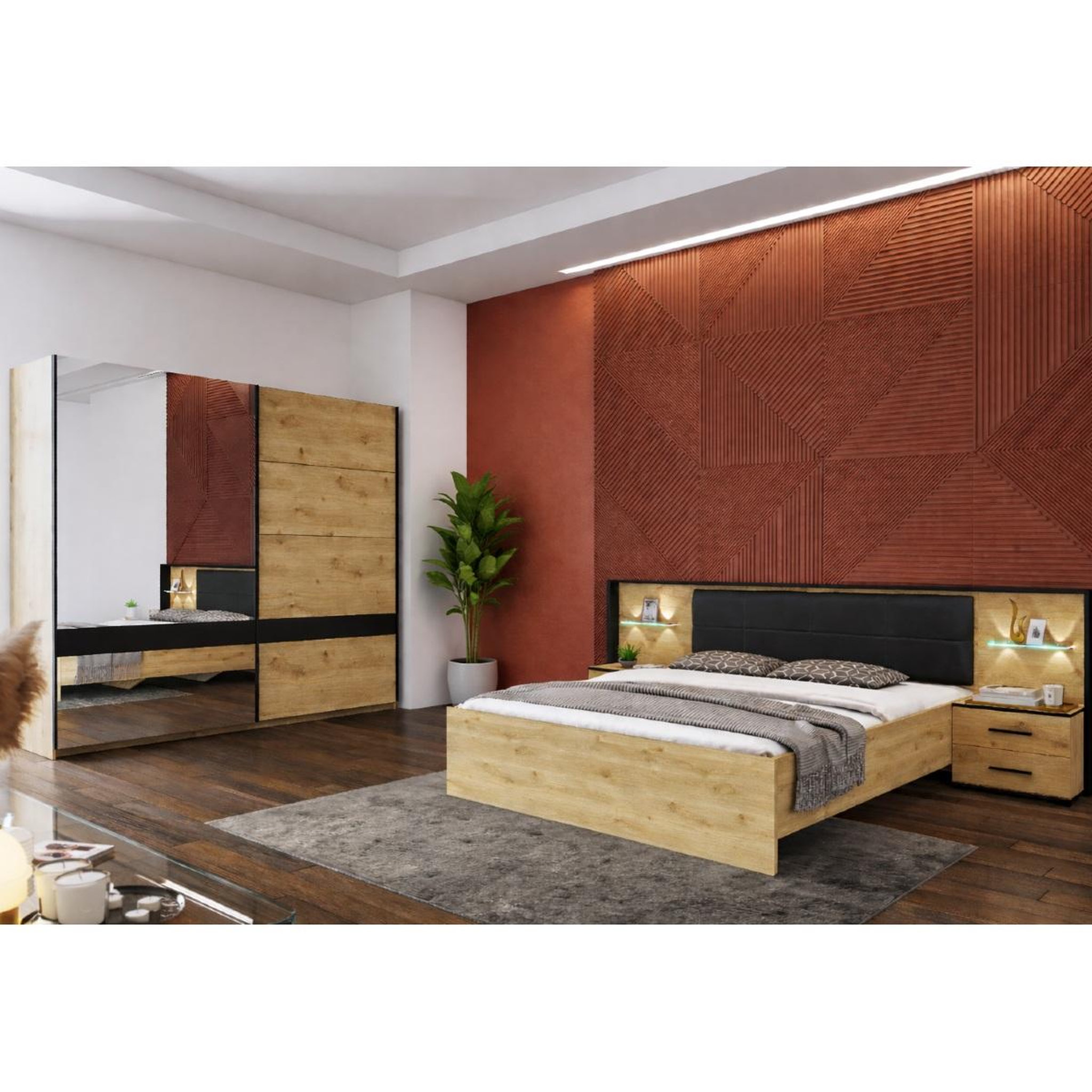 Voir la diapositive 3 : JLC KREATION Armoire moderne avec portes coulissantes 245cm amelia