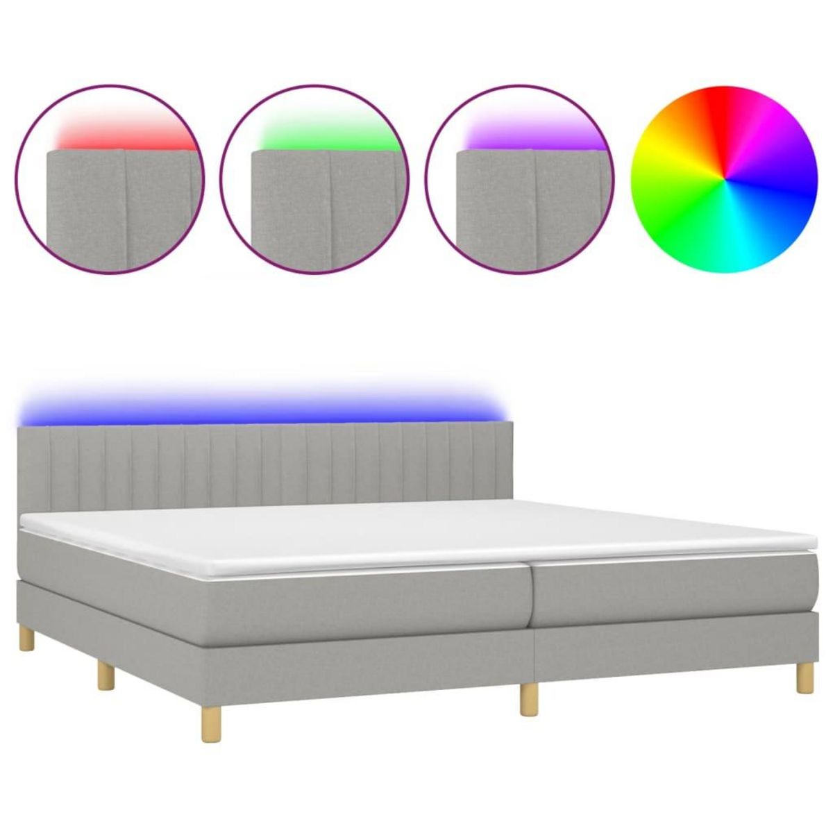 VIDAXL Sommier a lattes de lit matelas LED Gris clair 200x200 cm Tissu
