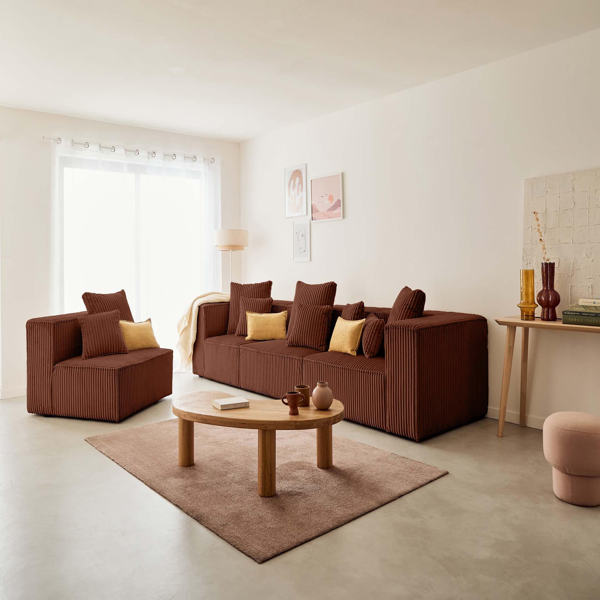 Voir la diapositive 4 : LISA DESIGN Colombine - module d'assise droit - en velours côtelé grosses côtes