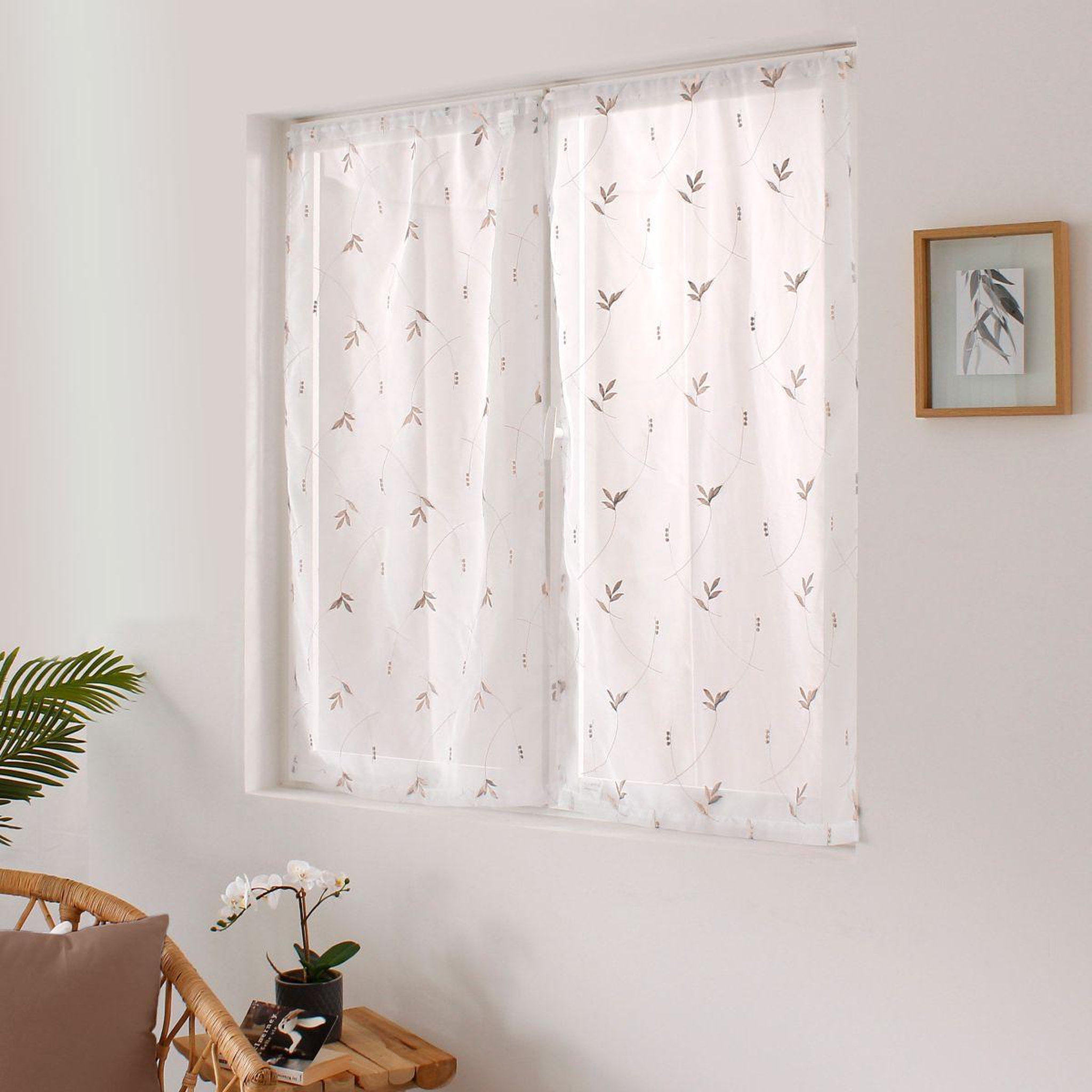 ENJOY HOME Paire de voilages brodés  feuillage  60x120cm vison