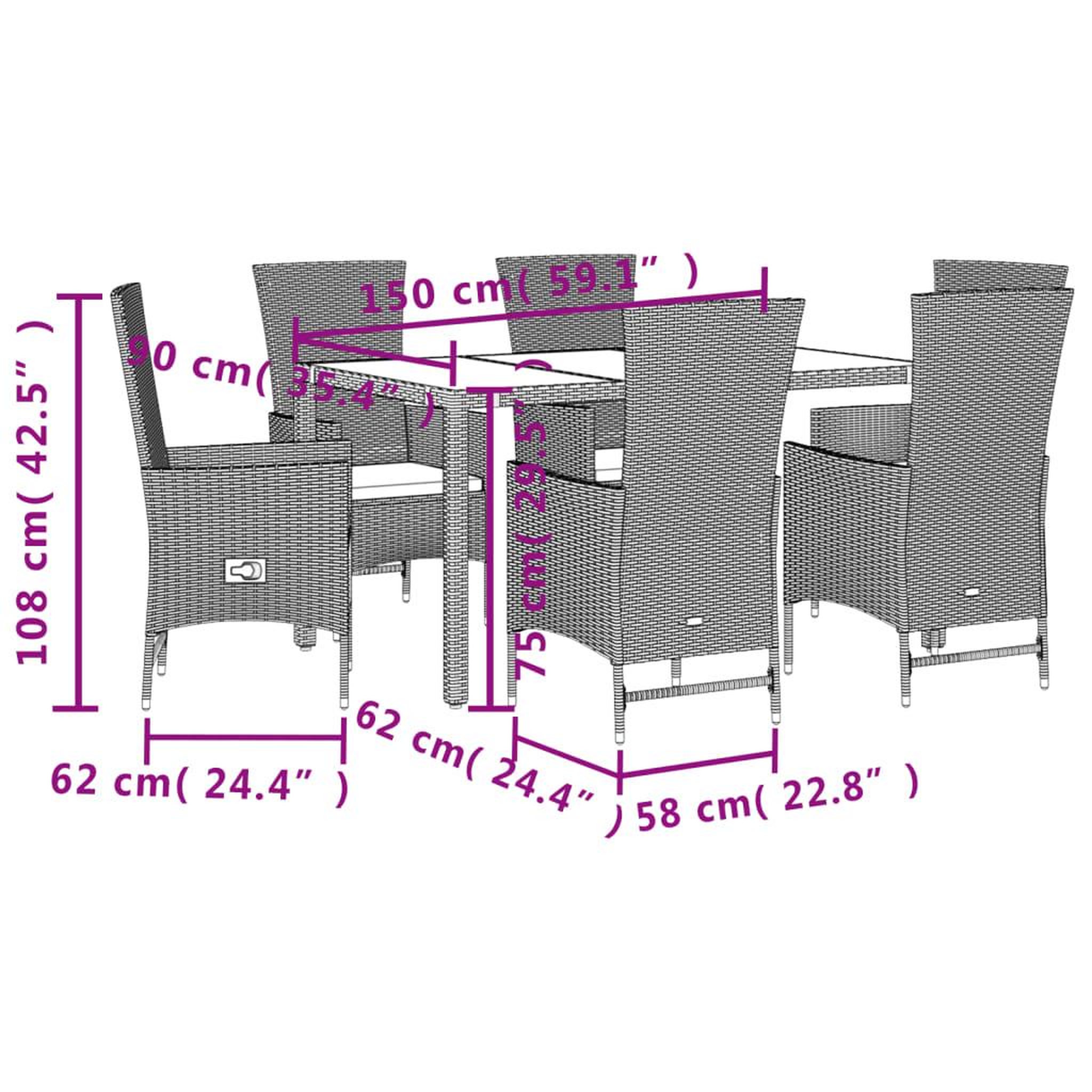 Voir la diapositive 6 : VIDAXL Ensemble a manger de jardin et coussins 7 pcs beige poly rotin