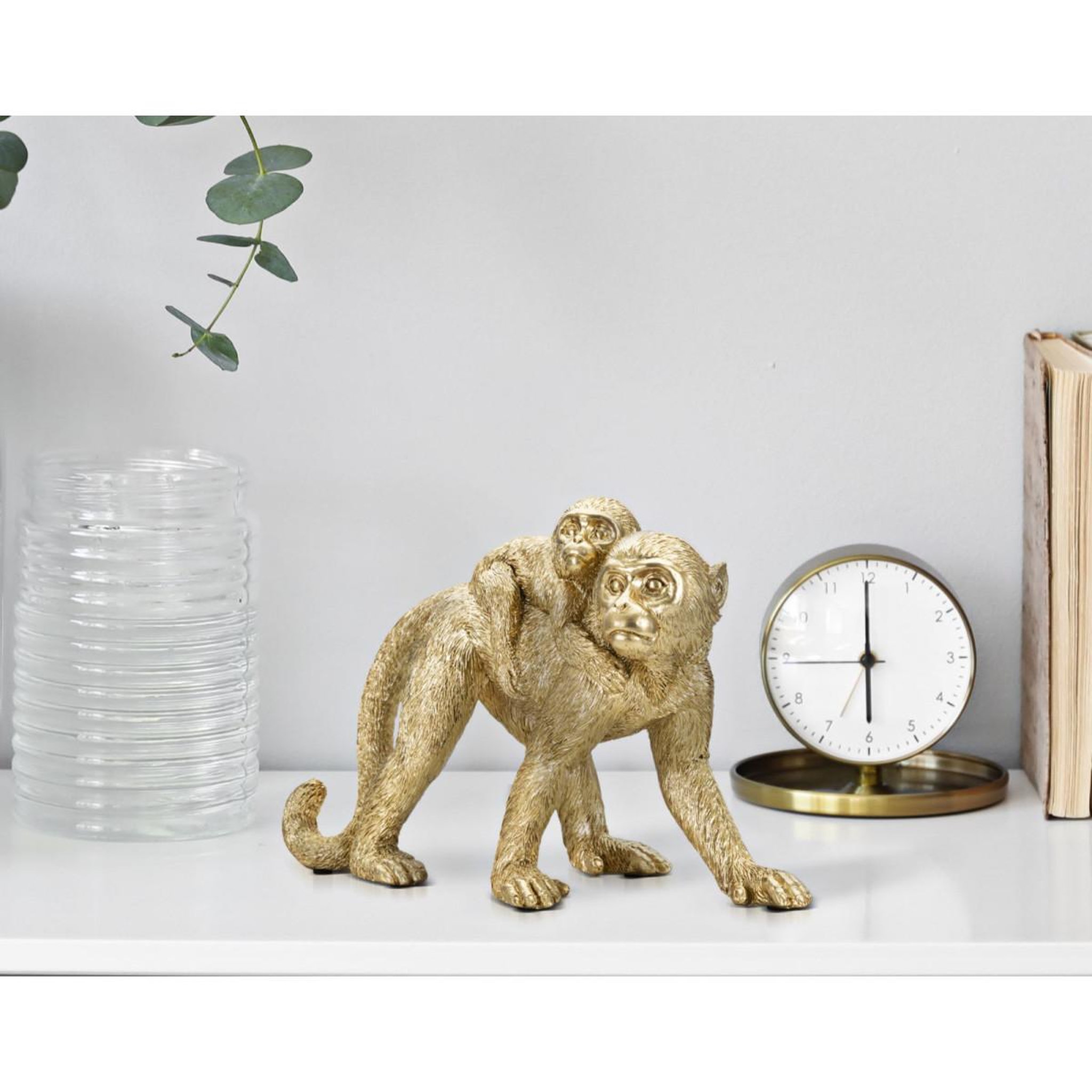 Voir la diapositive 5 : Paris Prix Statuette déco mère & enfant  singe  29cm or