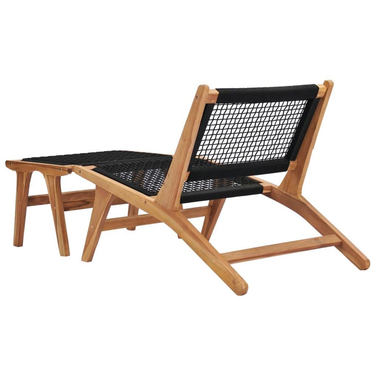 VIDAXL Chaise longue avec repose-pied Bois de teck solide et corde