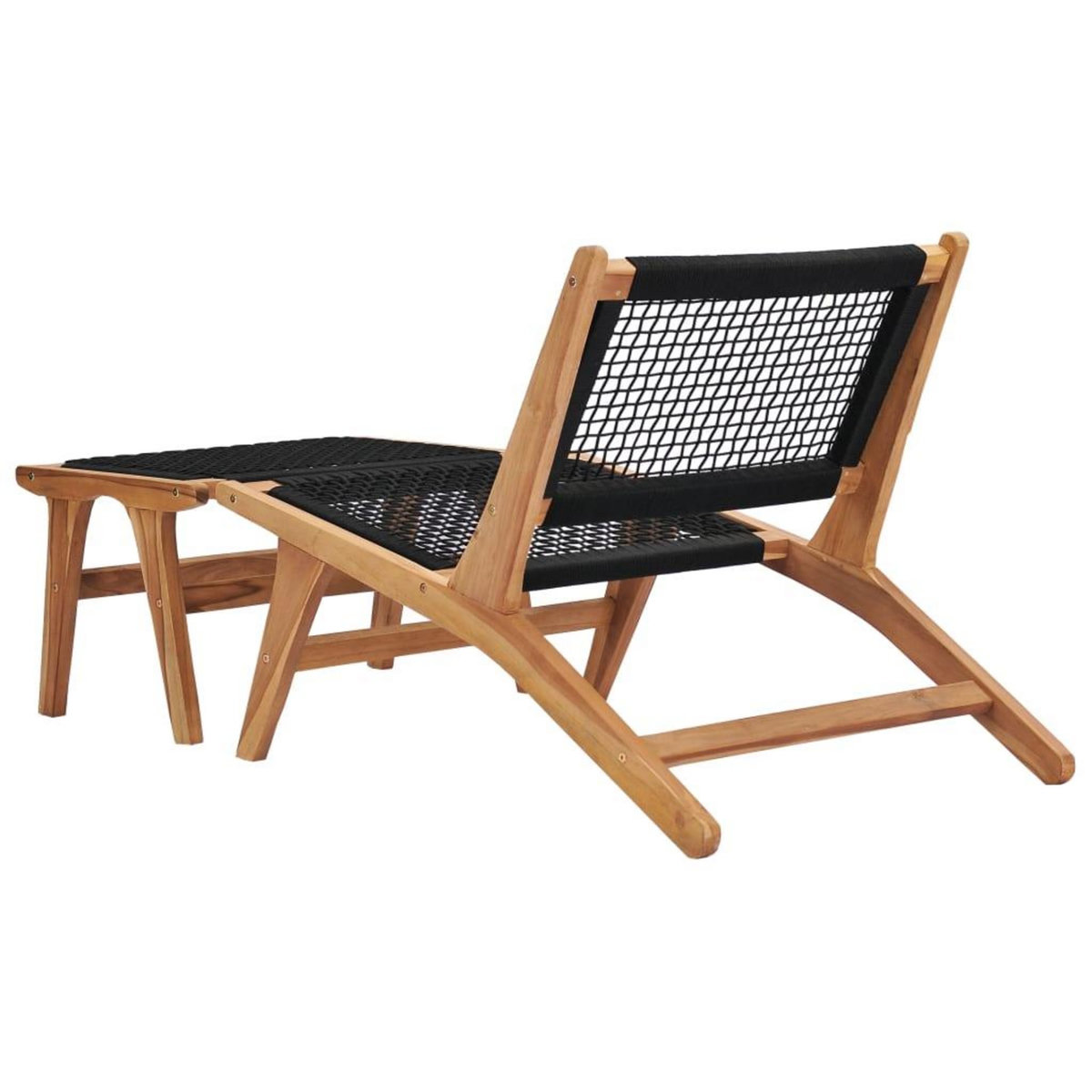 VIDAXL Chaise longue avec repose-pied Bois de teck solide et corde