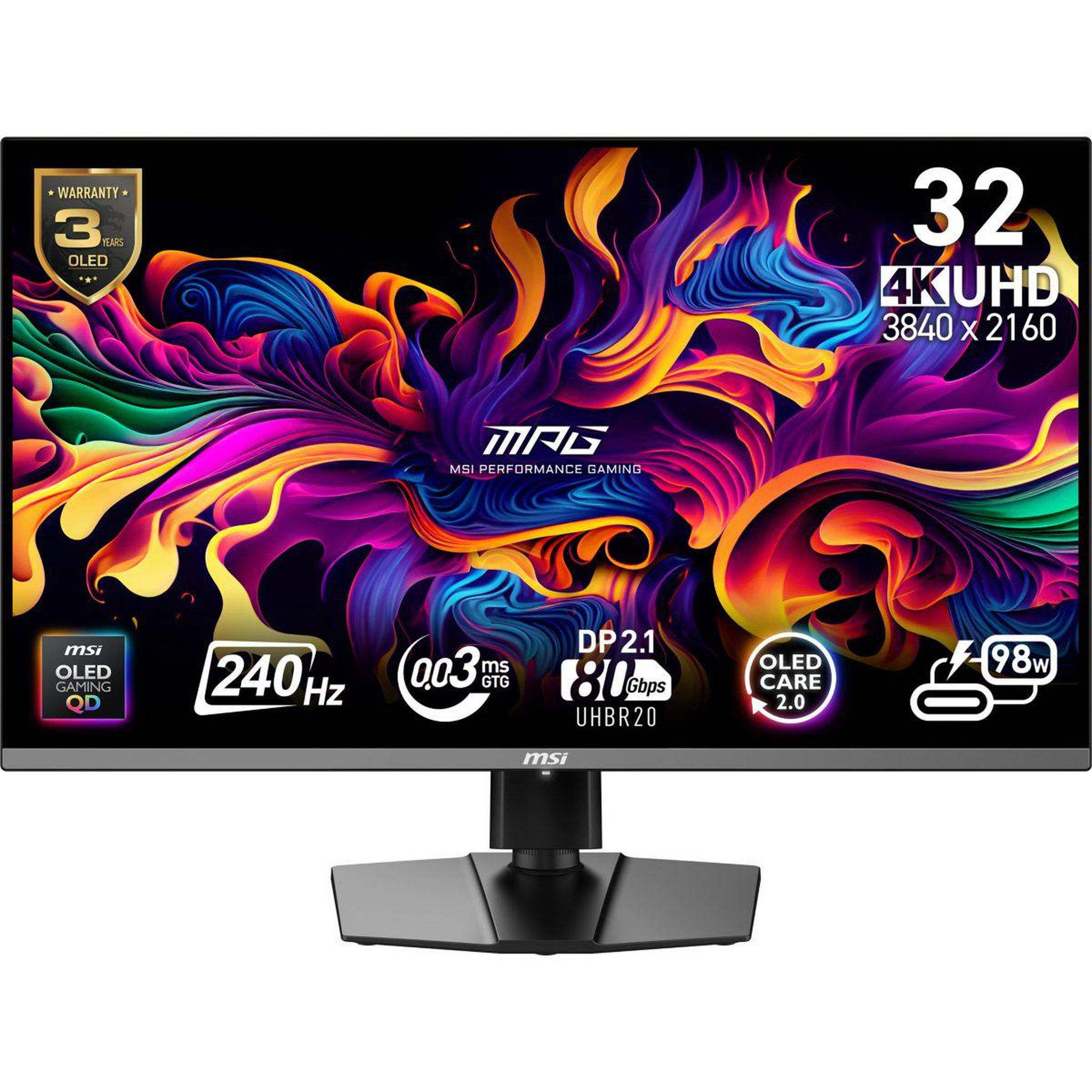 Voir la diapositive 2 : MSI Ecran pc gamer mpg 322urx 32  wuhd 240hz qd-oled hdr true black 400 hdmi 2.1 usb-c 90w
