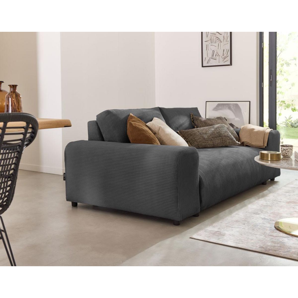 LISA DESIGN Garance - canapé droit 3 places - en velours côtelé
