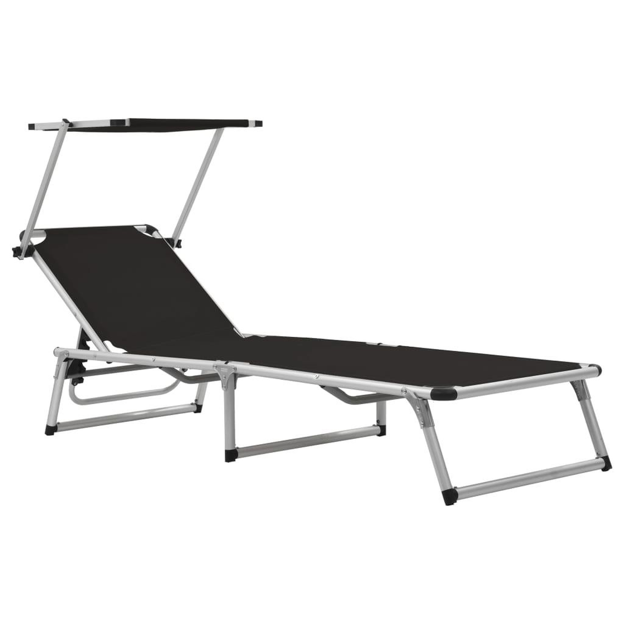 Voir la diapositive 2 : VIDAXL Chaises longues pliables et toit lot de 2 aluminium textilene
